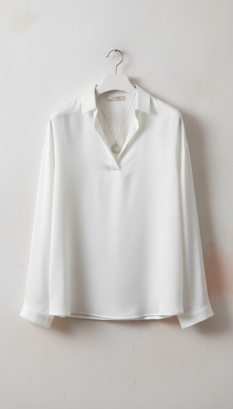 Porcelain White Silk Blouse