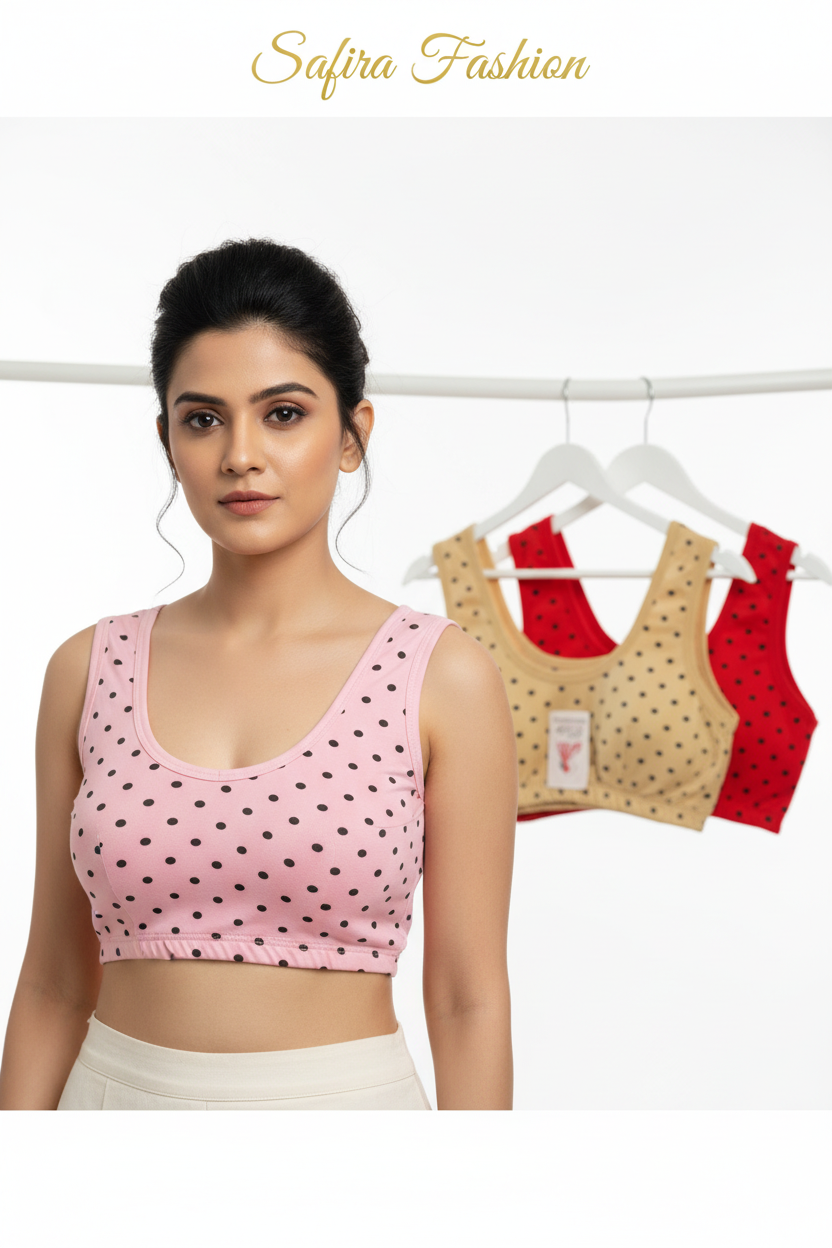 Safira Fashion Polka Dot Sports Bra