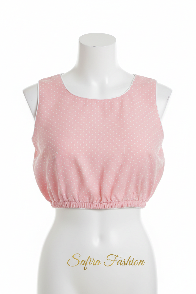 Safira Fashion Polka Dot Crop Top