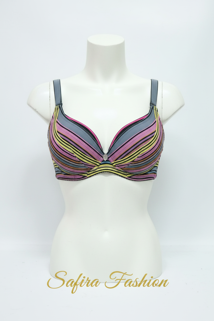 Multicolor striped underwire bra on mannequin – Safira Fashion