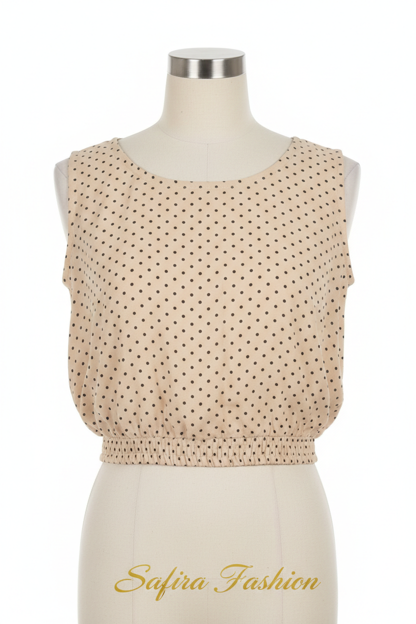 Safira Fashion Polka Dot Crop Top