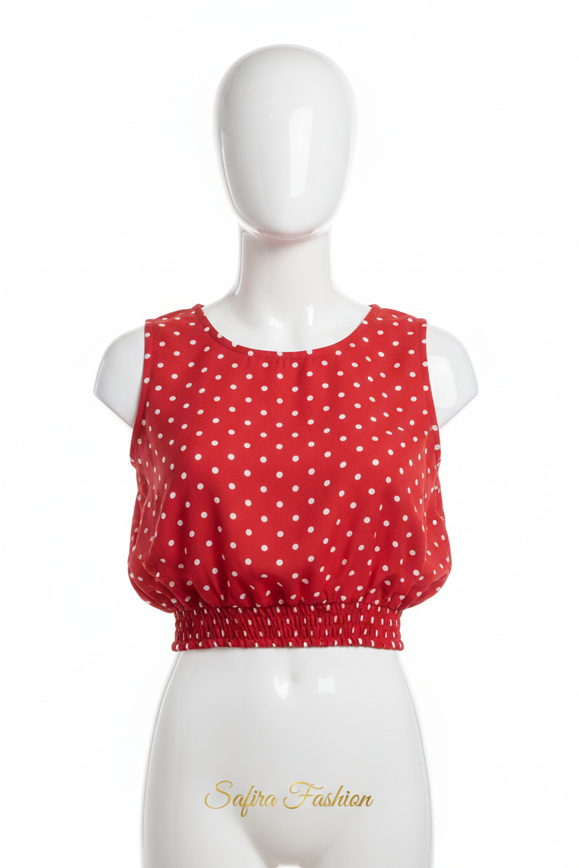 Safira Fashion Polka Dot Crop Top