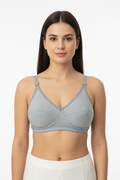 Grey check cotton soft cup bra worn by model – Safira Fashion