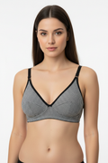 Black and white houndstooth soft cup bra worn by model – Safira Fashion