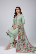 Pista Green Floral Embroidered 3-Piece Lawn Suit Stitchable