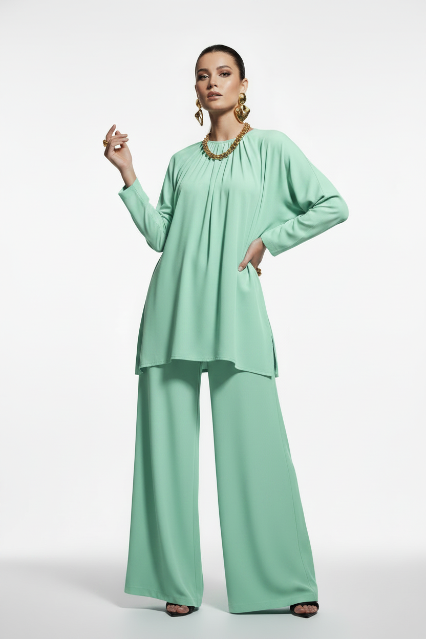 Mint Green Pleated Co-ord Set