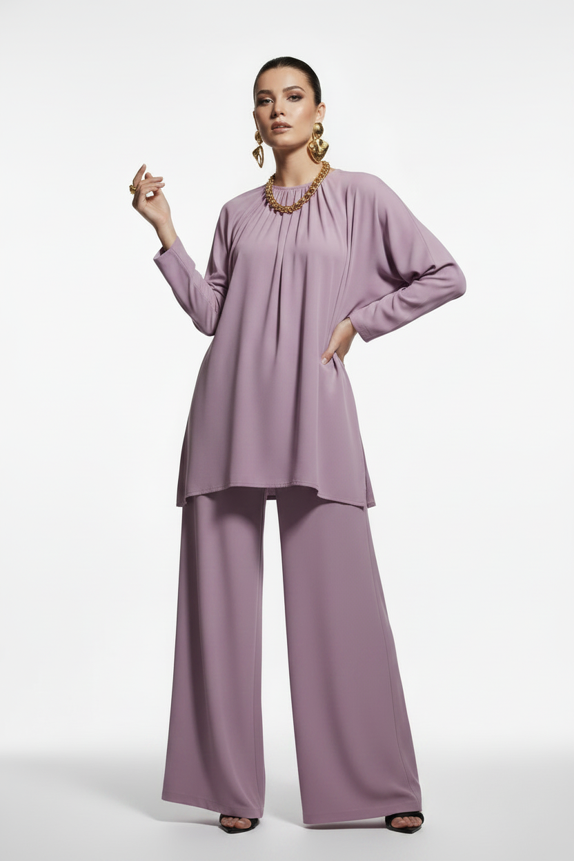 Mauve Pleated Co-ord Set