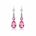 Pink Crystal Teardrop Drop Earrings