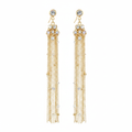 Gold Crystal Tassel Drop Earrings