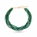 Green Multi-Strand Beaded Statement Necklace