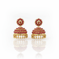 Red and Gold Traditional Jhumka Earrings