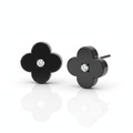 Black Clover Crystal Stud Earrings