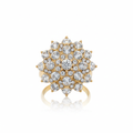 Gold Crystal Floral Cluster Statement Ring