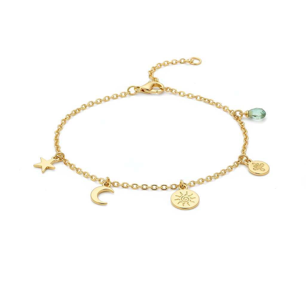 Gold Celestial Charm Anklet