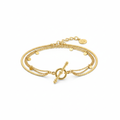 Gold Layered Disc Charm Bracelet with Toggle Clasp