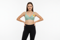 Sage green padded t-shirt bra worn by model – Safira Fashion